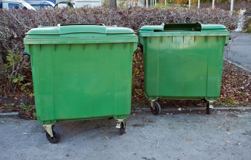 A close-up of a skip container ready for waste disposal